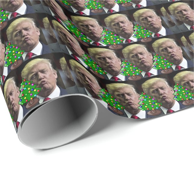 DONALD TRUMP KISS CHRISTMAS FUNNY WRAPPING PAPIER GESCHENKPAPIER (Rolleneckpunkt)