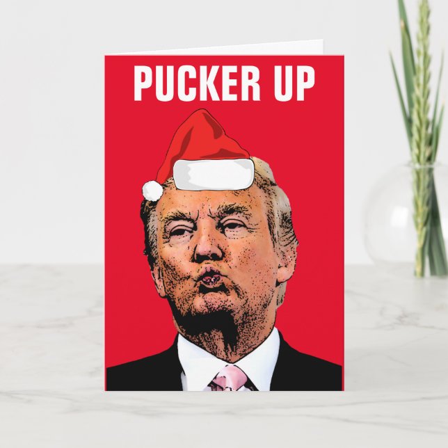 DONALD TRUMP KISS "PUCKER UP" CHRISTMAS CARDS KARTE (Vorderseite)