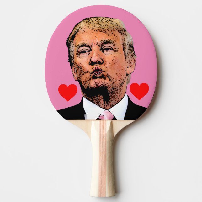 DONALD TRUMP KISS VALENTINE'S DAY PING PONG PADDLE TISCHTENNIS SCHLÄGER (Vorderseite)