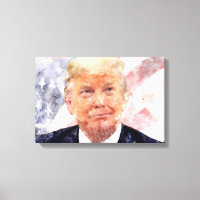 Donald Trump lächelnd mit amerikanischer Flagge