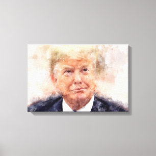 Donald Trump lächelndes Porträt Aquarell Leinwanddruck