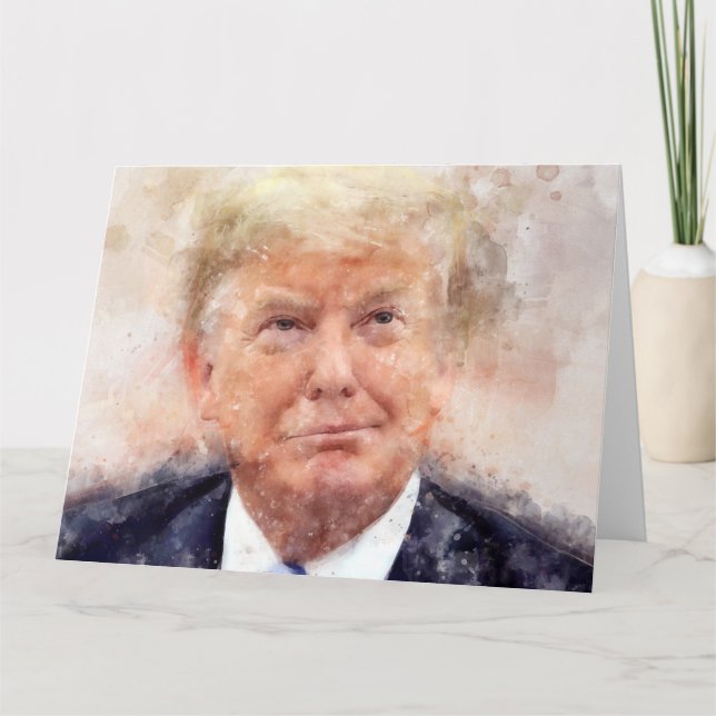 Donald Trump lächelt Porträt Aquarell Dankeskarte (Vorderseite)