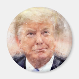 Donald Trump lächelt Porträt Aquarell Magnet