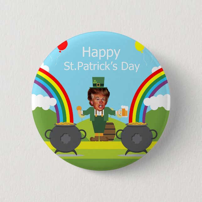 Donald Trump leprechaun Button (Vorderseite)