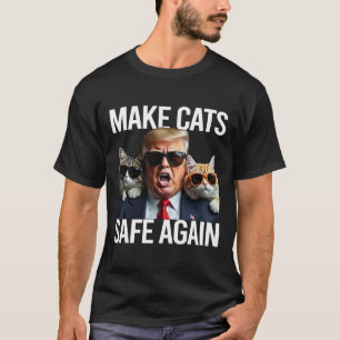 Donald Trump Macht Katzen Wieder Sicher Rote Mütze T-Shirt