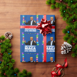 DONALD TRUMP MAGA WENIG Weihnachten Geschenkpapier