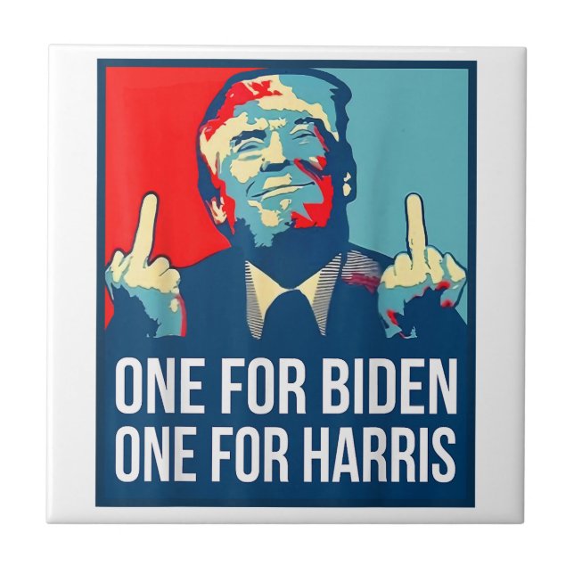 Donald Trump Middle Finger Biden Harris America Re Fliese (Vorderseite)