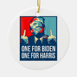 Donald Trump Middle Finger Biden Harris America Re Keramik Ornament