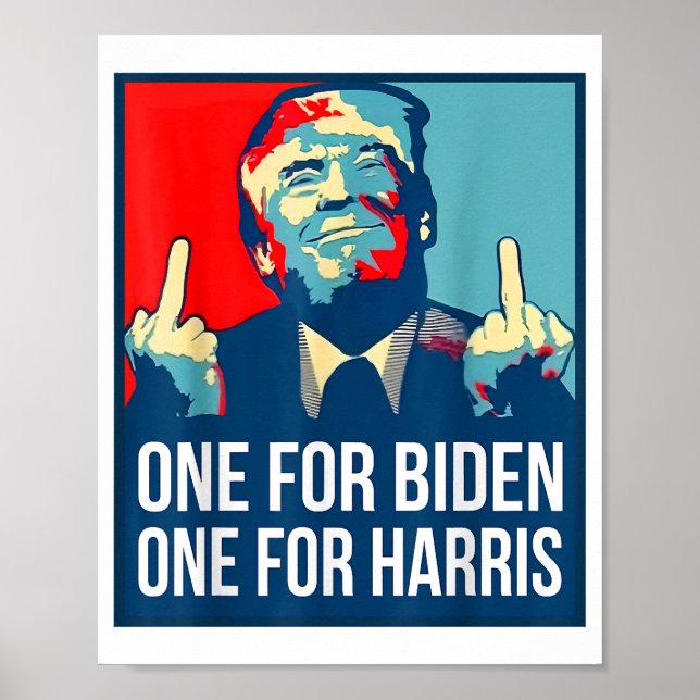 Donald Trump Middle Finger Biden Harris America Re Poster (Vorne)
