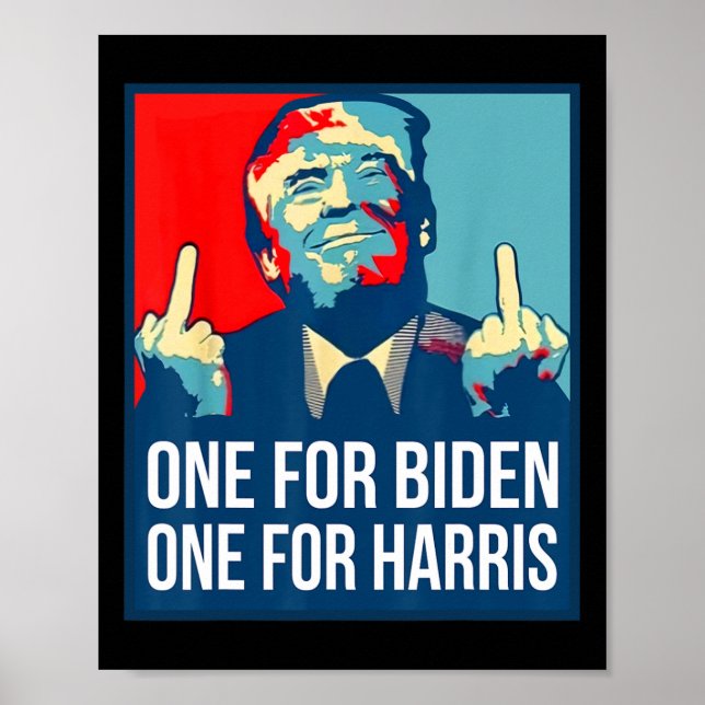 Donald Trump Middle Finger Biden Harris America Re Poster (Vorne)