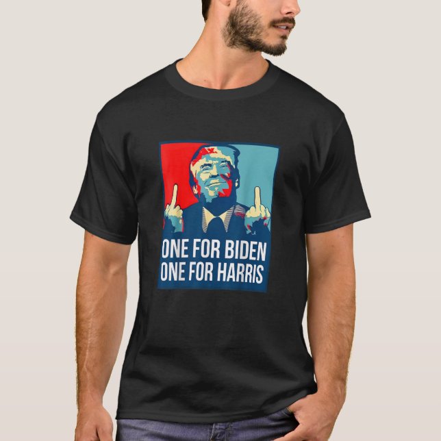 Donald Trump Middle Finger Biden Harris America Re T-Shirt (Vorderseite)