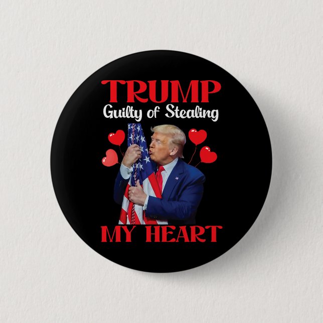 Donald Trump mit der Fahne Trumps, der die Schuld  Button (Vorderseite)