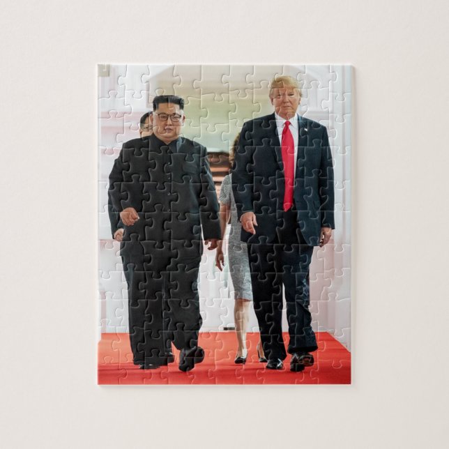 Donald Trump mit Kim Jong Un in Singapur Puzzle (Vertikal)