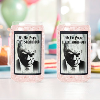 Donald Trump Mugshot Wir Menschen nie aufgeben Dosenglas