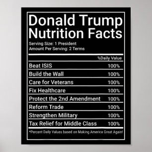 Donald Trump Nährwert Fakten - 1 Präsident 2 Amtsz Poster