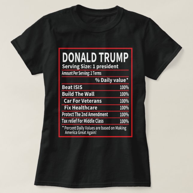 Donald Trump Nutrition Facts - Funny Christmas  T-Shirt (Design vorne)