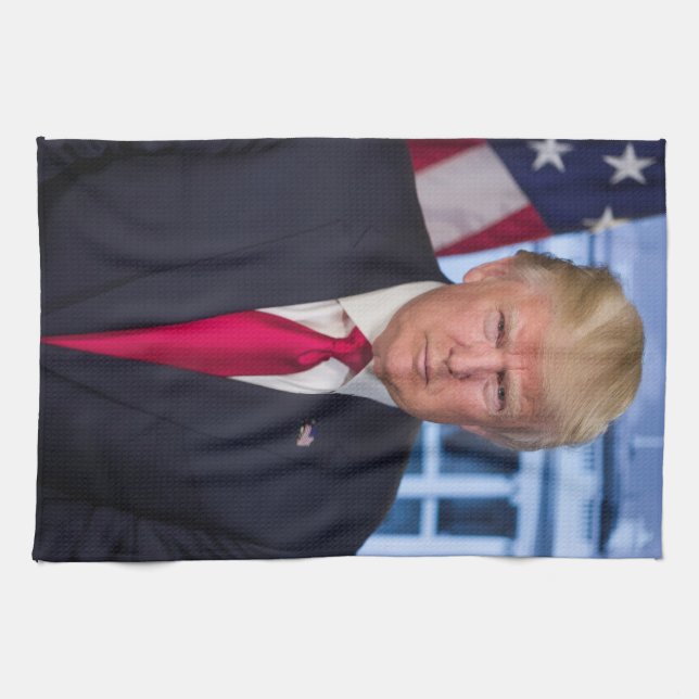 Donald Trump Offizielles Präsidentenportrait Geschirrtuch (Horizontal)