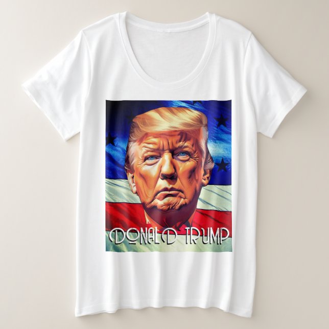 Donald Trump & Old Glory Große Größe T-Shirt (Design vorne)