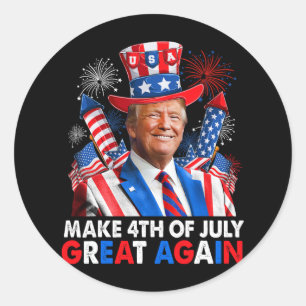 Donald Trump Patriotic Feuerwerk machen 4. Juli G Runder Aufkleber