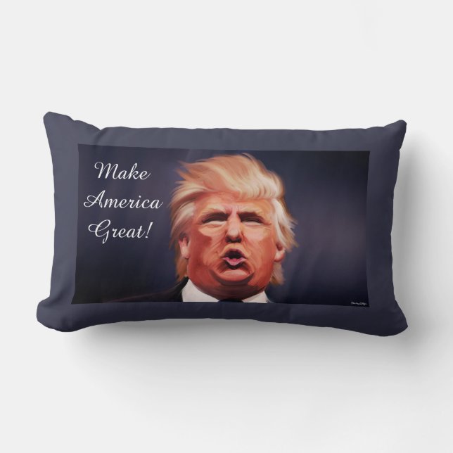 Donald Trump Polyester Lumbar Pillow 13" x 21" Lendenkissen (Vorderseite)