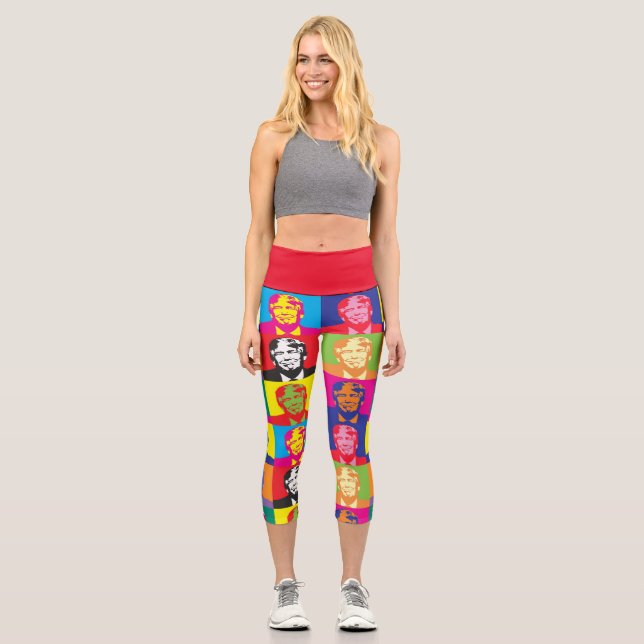 DONALD TRUMP POP ART CAPRI YOGA LEGGINGS (Vorderseite)