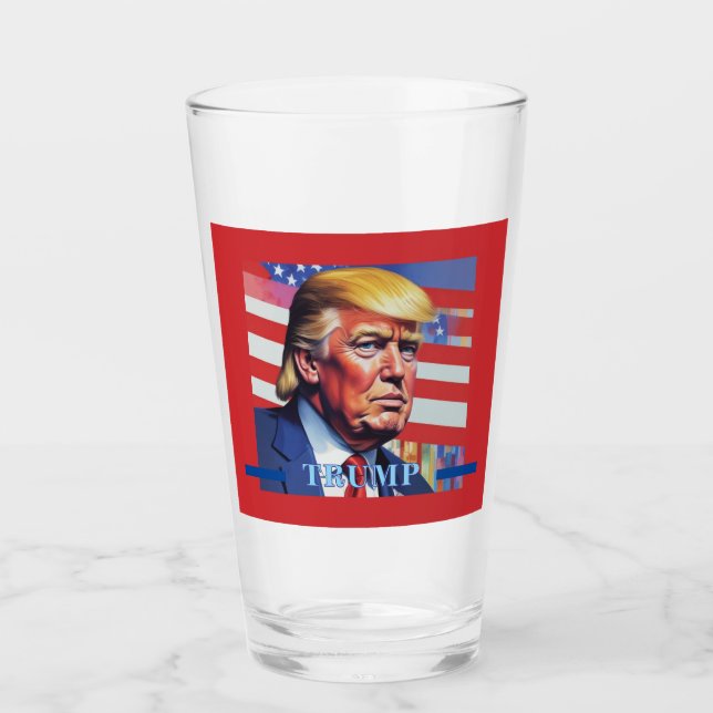 Donald Trump Pop Art Glas (Vorderseite)
