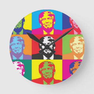 Donald Trump Pop Art Runde Wanduhr