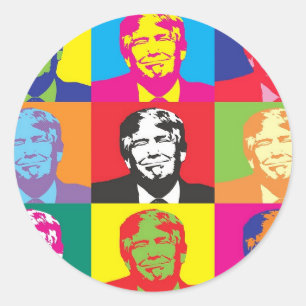 Donald Trump Pop Art Runder Aufkleber