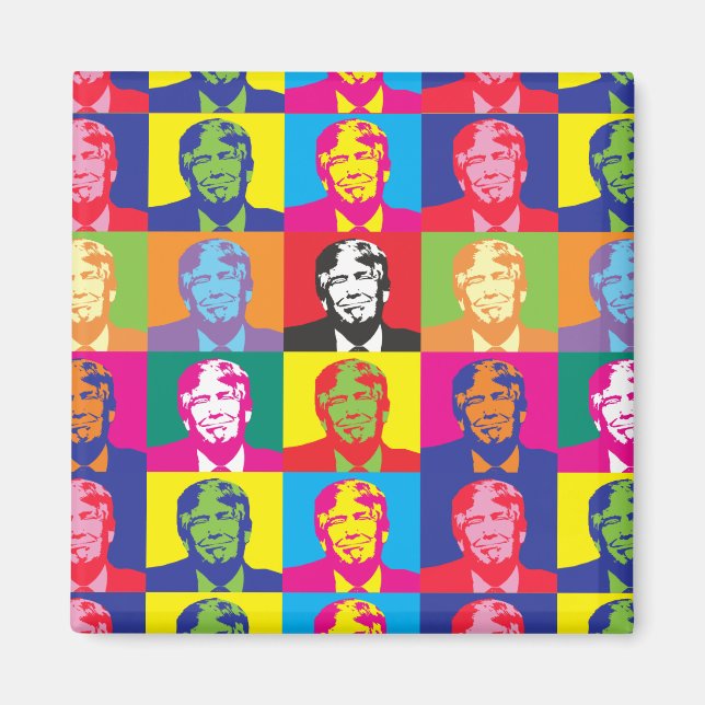 Donald Trump Pop Art Square Magnet (Vorne)