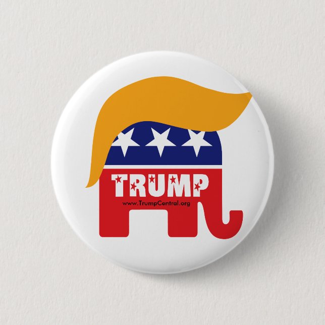 Donald Trump Präsident 2016 GOP Elephant Hair Logo Button (Vorderseite)