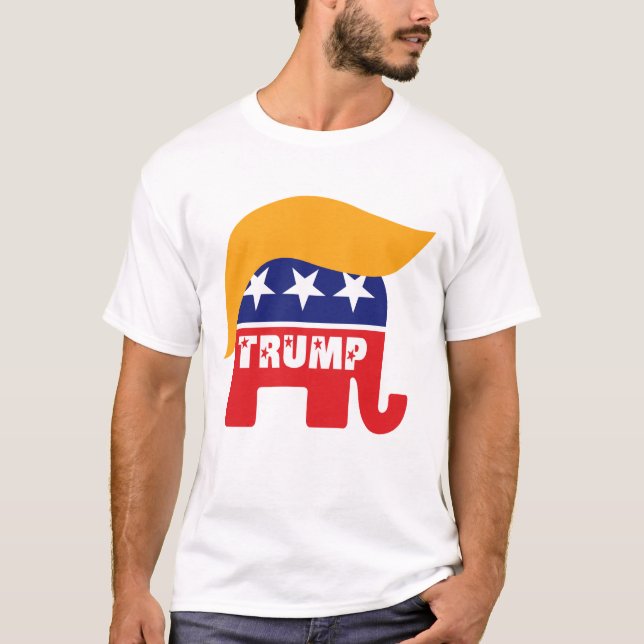 Donald Trump Präsident 2016 GOP Elephant Hair Logo T-Shirt (Vorderseite)