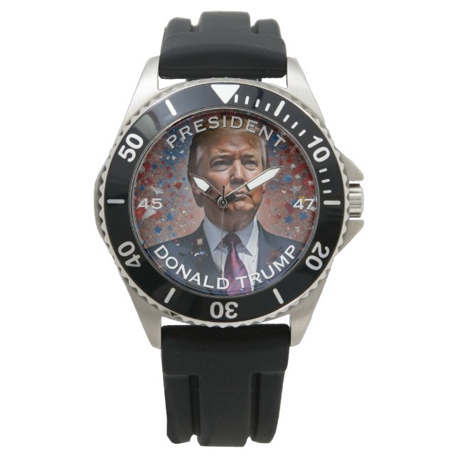 Donald Trump Präsident Modern Portrait Armbanduhr (Vorderseite)