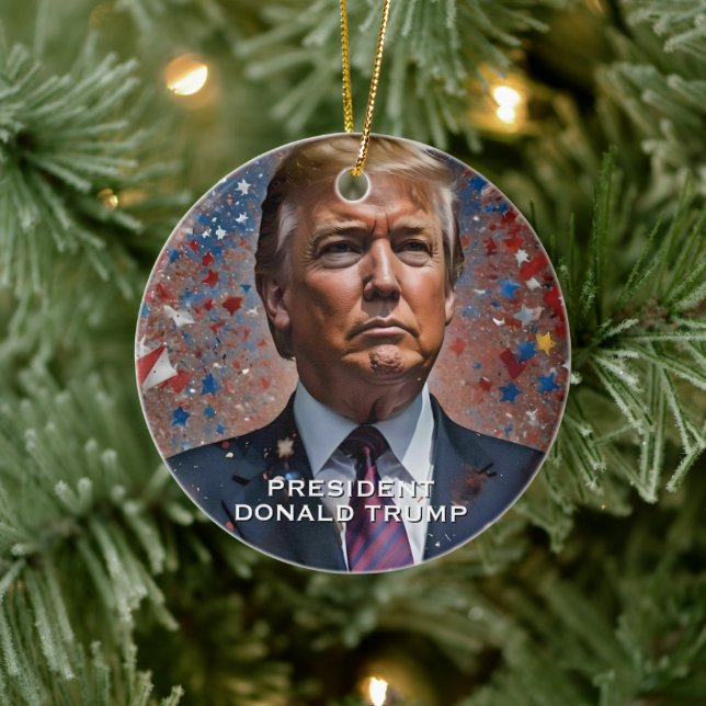 Donald Trump Präsident Modern Portrait Keramik Ornament (Baum)
