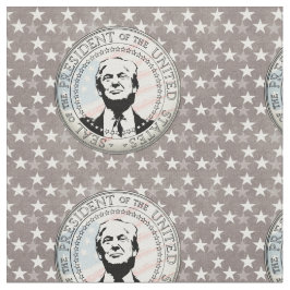 Donald Trump Präsident. Siegel USA Flag Schwarz-we Stoff