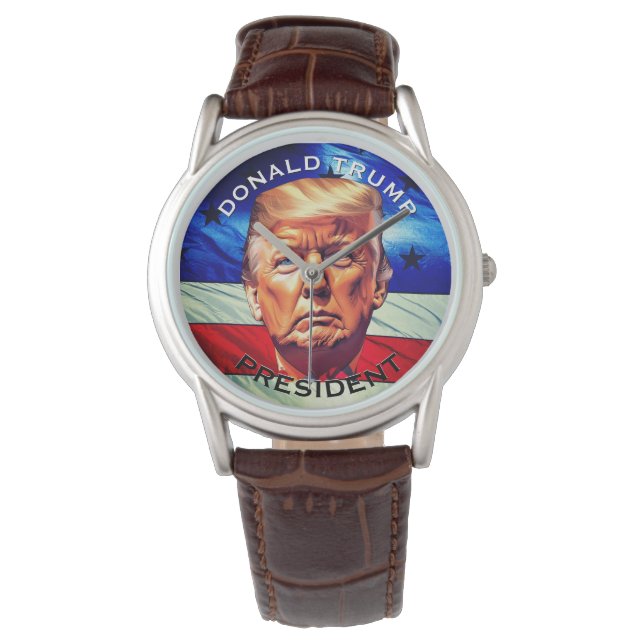 "Donald Trump", "Präsident" und "Old Glory" Armbanduhr (Vorderseite)
