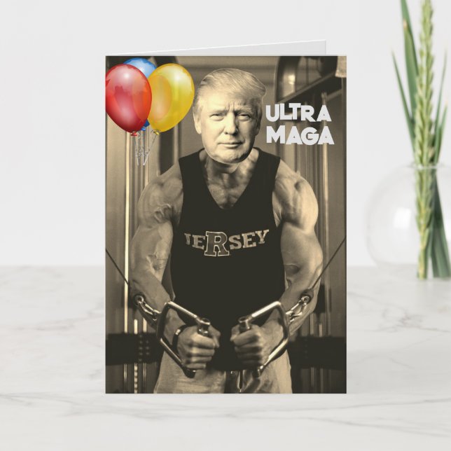 DONALD TRUMP PUMPOED UP BIRTHDAY GREETING CARD DANKESKARTE (Vorderseite)