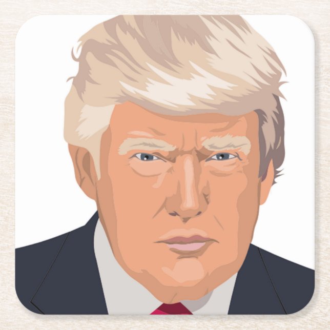 DONALD TRUMP RECHTECKIGER PAPPUNTERSETZER (Vorderseite)
