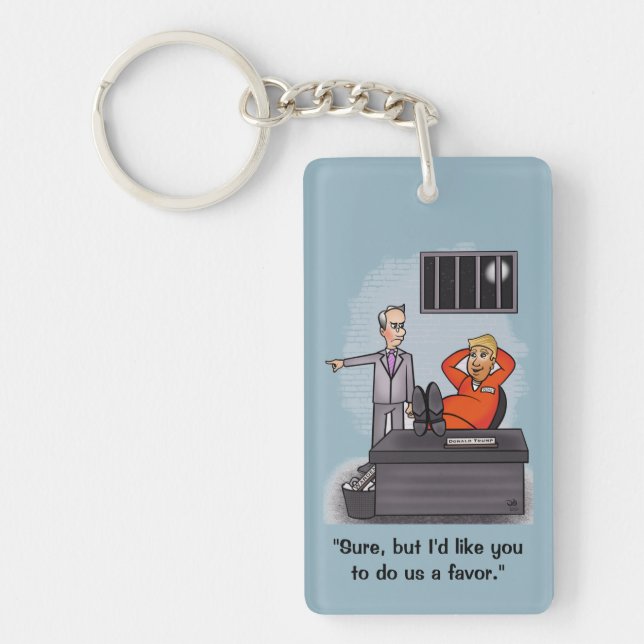 Donald Trump rechteckiger Schlüsselanhänger (Vorderseite)