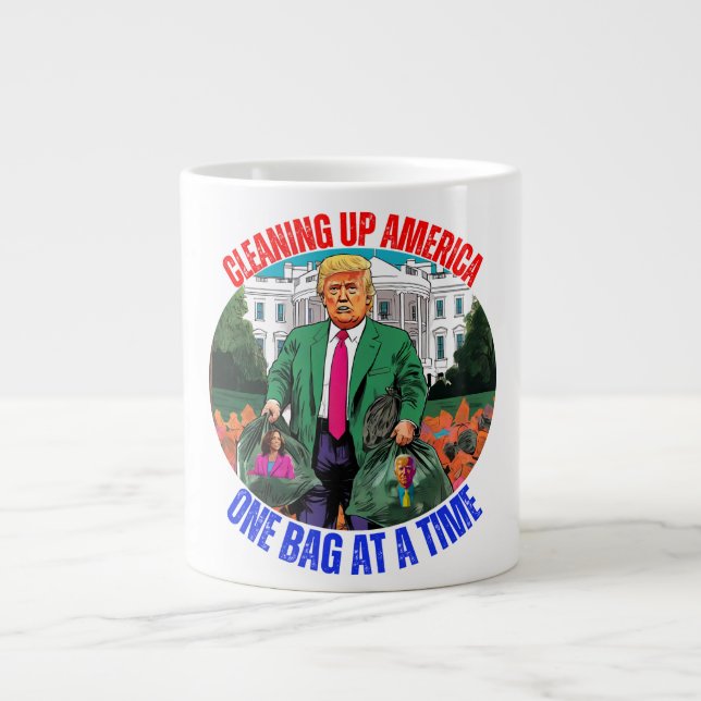 DONALD TRUMP-REINIGUNG AMERIKAS EINEN BEUTEL NACH  Jumbo-Tasse (Vorderseite)