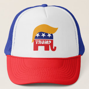 Donald Trump Republikaner GOP Elefant Haar Logo Truckerkappe