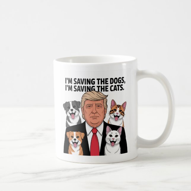 Donald Trump Rette die Tiere - Quadrat Kaffeetasse (Rechts)