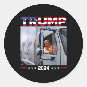 Donald Trump Rides Garbage Truck - Garbage Truck T Runder Aufkleber