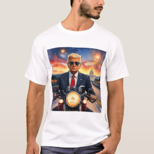 Donald Trump Riding Motorrad US Hauptstadt Feuerwe T-Shirt