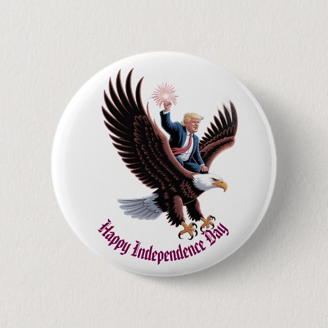 Donald Trump Riding Patriotic Eagle Art Custom Button (Vorderseite)