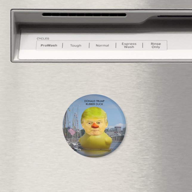 Donald Trump Rubber Yellow Duck Round Magnet (In Situ (Geschirrspüler))