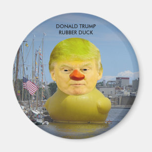 Donald Trump Rubber Yellow Duck Round Magnet