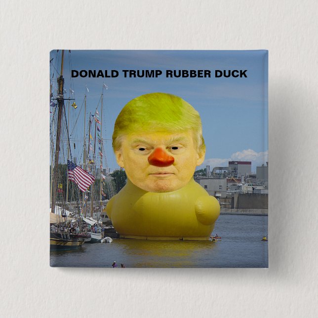 Donald Trump Rubber Yellow Duck Square Button (Vorderseite)