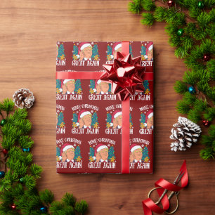 Donald Trump Santa Make Christmas Great Again Red Geschenkpapier