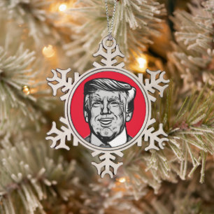 DONALD TRUMP SCHNEEFLOCKEN Zinn-Ornament