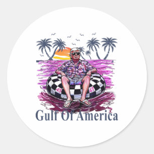 Donald Trump Shirt Gulf of US America 2025 Golf Me Runder Aufkleber